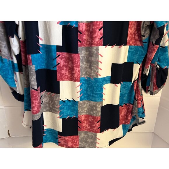 Ma-Ryś Catherine Women’s Blouse Top 46 XL Multicolor Patchwork Print Button Fron - Picture 10 of 10